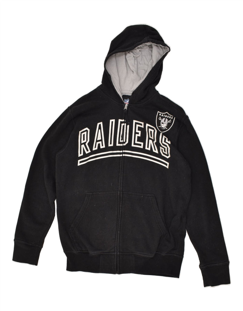 NFL Mens Raiders Graphic Zip Hoodie Sweater Medium Black Cotton | Vintage NFL | Thrift | Second-Hand NFL | Used Clothing | Messina Hembry 