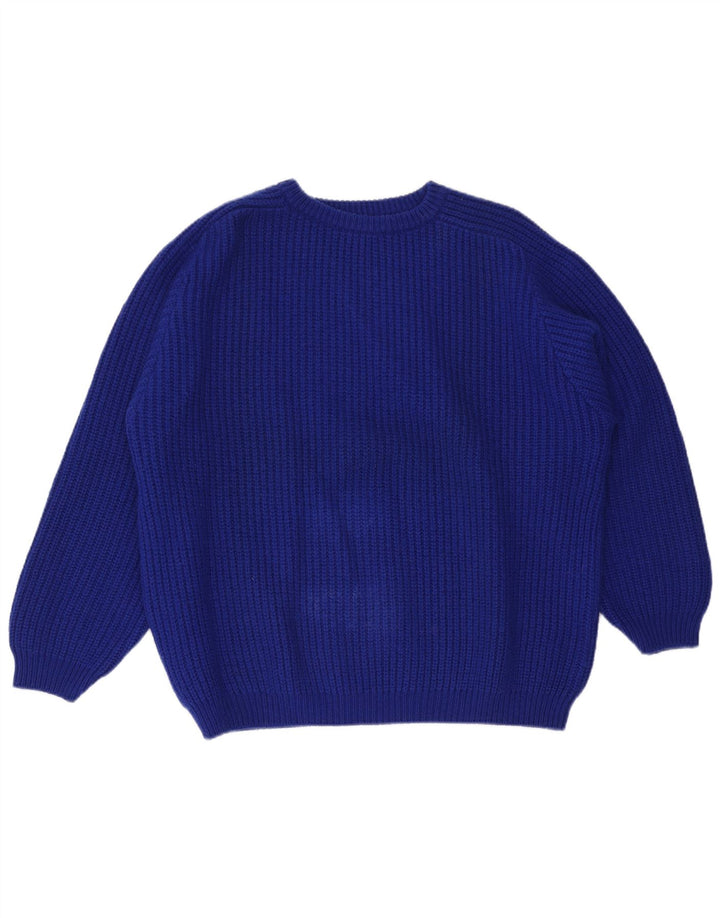 Benetton Mens Boat Neck Jumper Sweater IT 52 Large Blue Wool