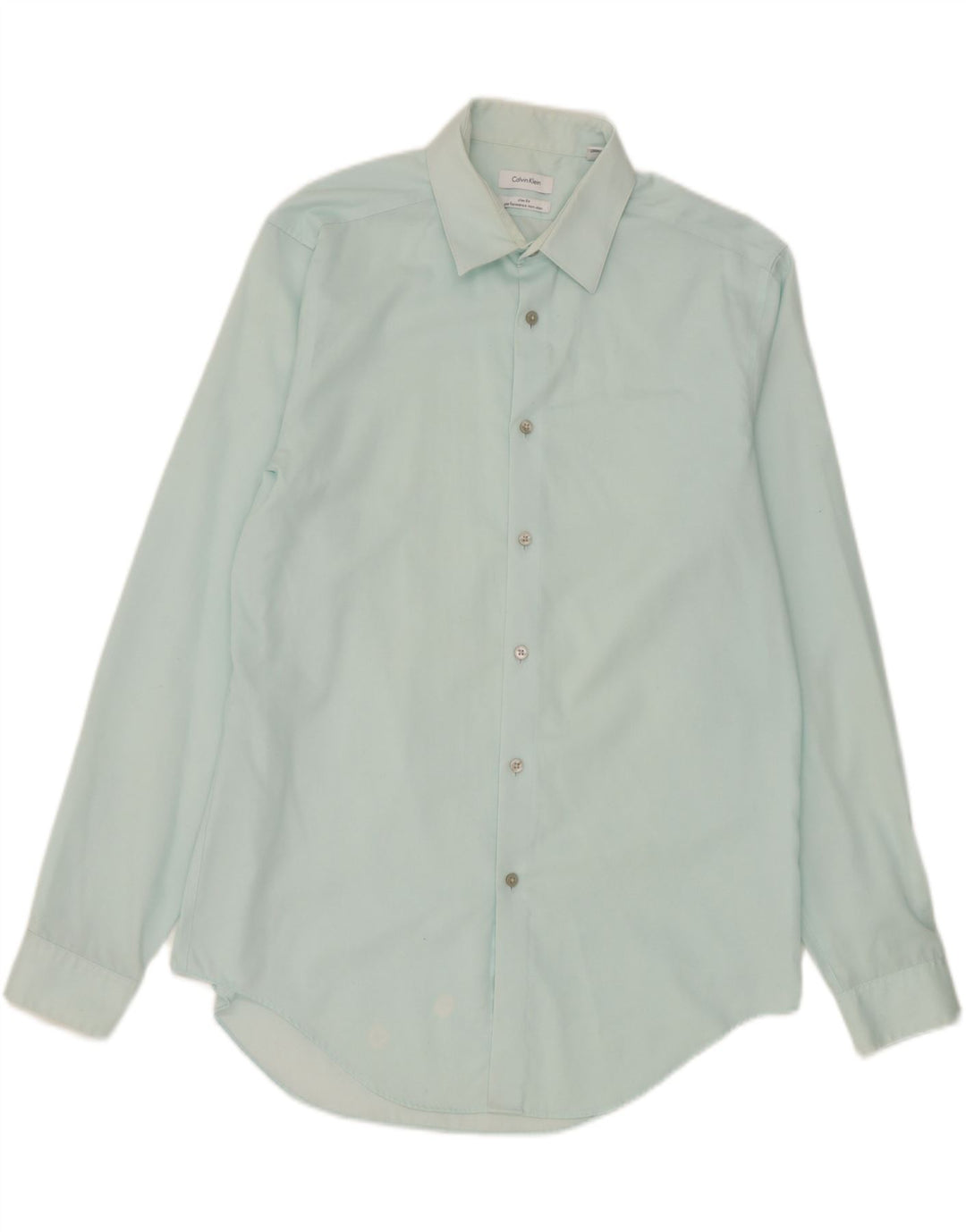 Calvin Klein Mens Slim Fit Shirt Size 16 Large Blue Cotton