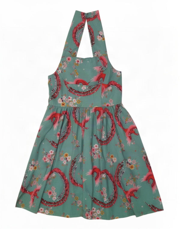 Lindy bop Womens Halter Dress UK 18 XL Green Floral Polyester