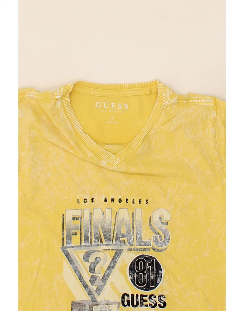 GUESS Girls Graphic T-Shirt Top 9-10 Years Yellow Cotton Vintage Guess and Second-Hand Guess from Messina Hembry 