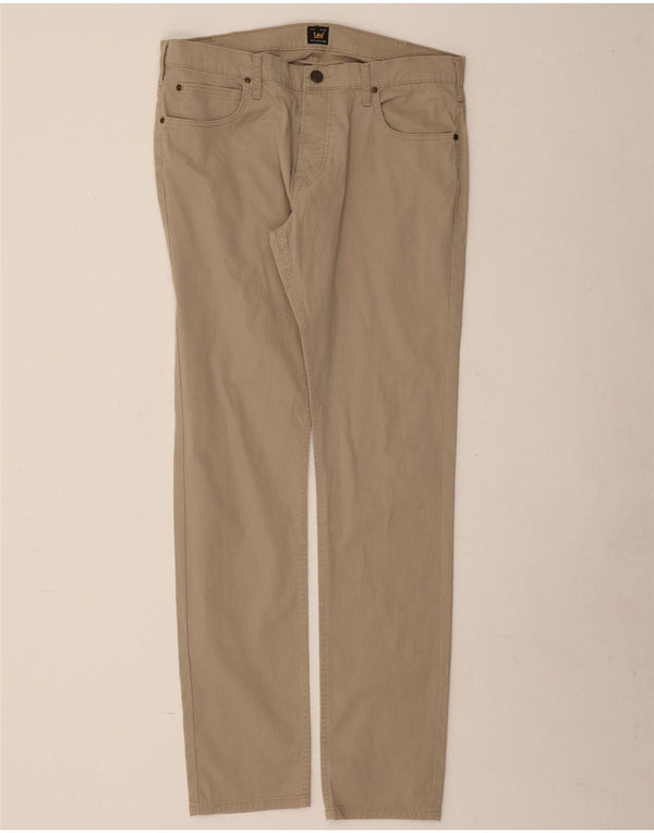 Lee Mens Powell Slim Casual Trousers W36 L34 Beige Cotton