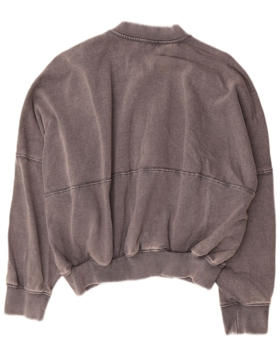 Zara Womens Crop Oversized Tracksuit Top Jacket UK 10 Small Grey Cotton