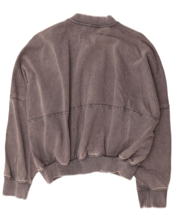 Zara Womens Crop Oversized Tracksuit Top Jacket UK 10 Small Grey Cotton