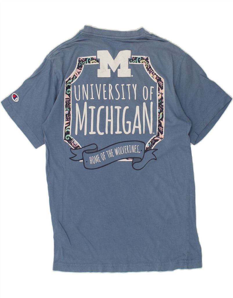 CHAMPION Womens University of Michigan Graphic T-Shirt Top UK 8 Small Blue | Vintage Champion | Thrift | Second-Hand Champion | Used Clothing | Messina Hembry 