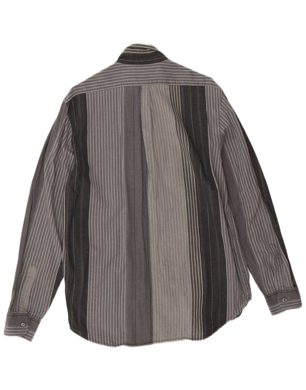 Trussardi Jeans Mens Shirt XL Grey Striped Cotton