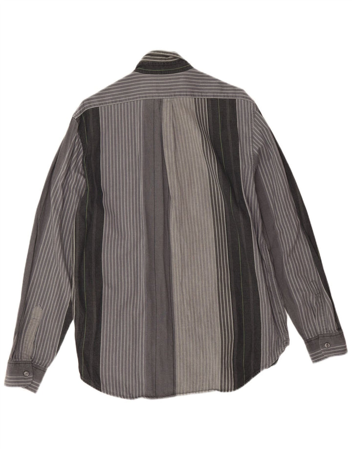 Trussardi Jeans Mens Shirt XL Grey Striped Cotton