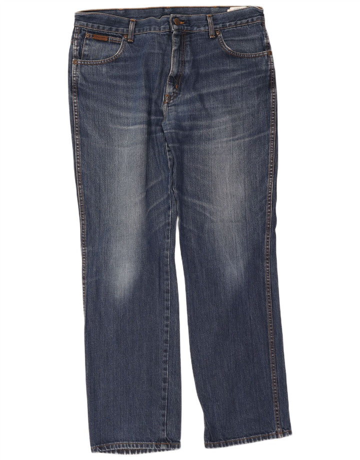 Wrangler Mens Texas Straight Jeans W38 L32 Blue Cotton