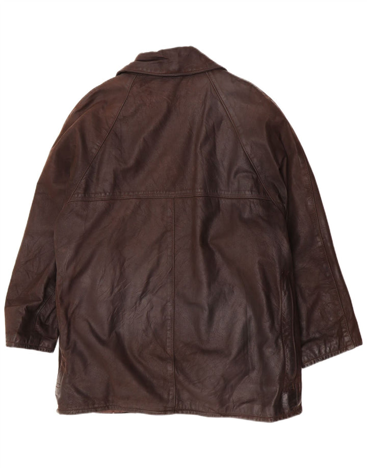 Vintage Mens Loose Fit Leather Jacket UK 36 Small Brown