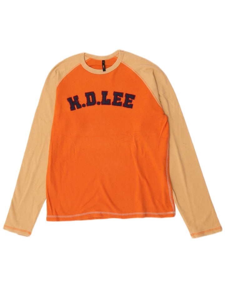 Lee Mens Graphic Top Long Sleeve XL Orange Colourblock Cotton