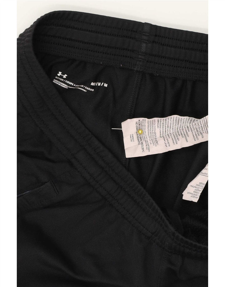 Under Armour Mens Fitted Tracksuit Trousers Medium Black Polyester