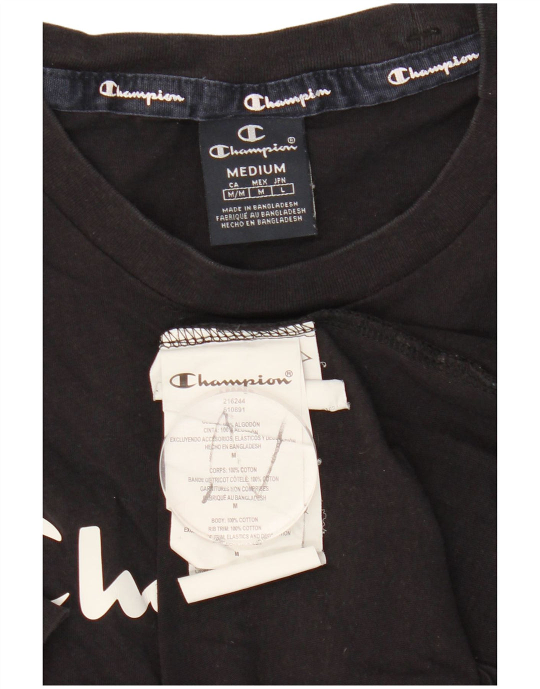 CHAMPION Mens Graphic T-Shirt Top Medium Navy Blue Cotton