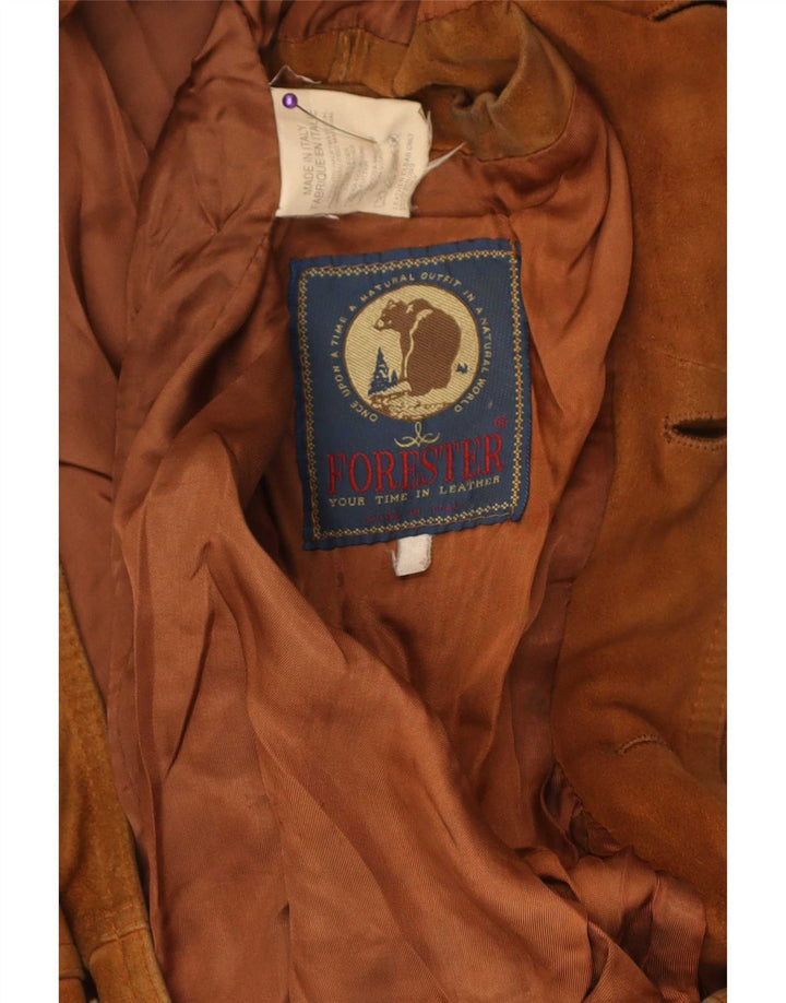 Forester Mens Suede Bomber Jacket UK 40 Large Beige Leather