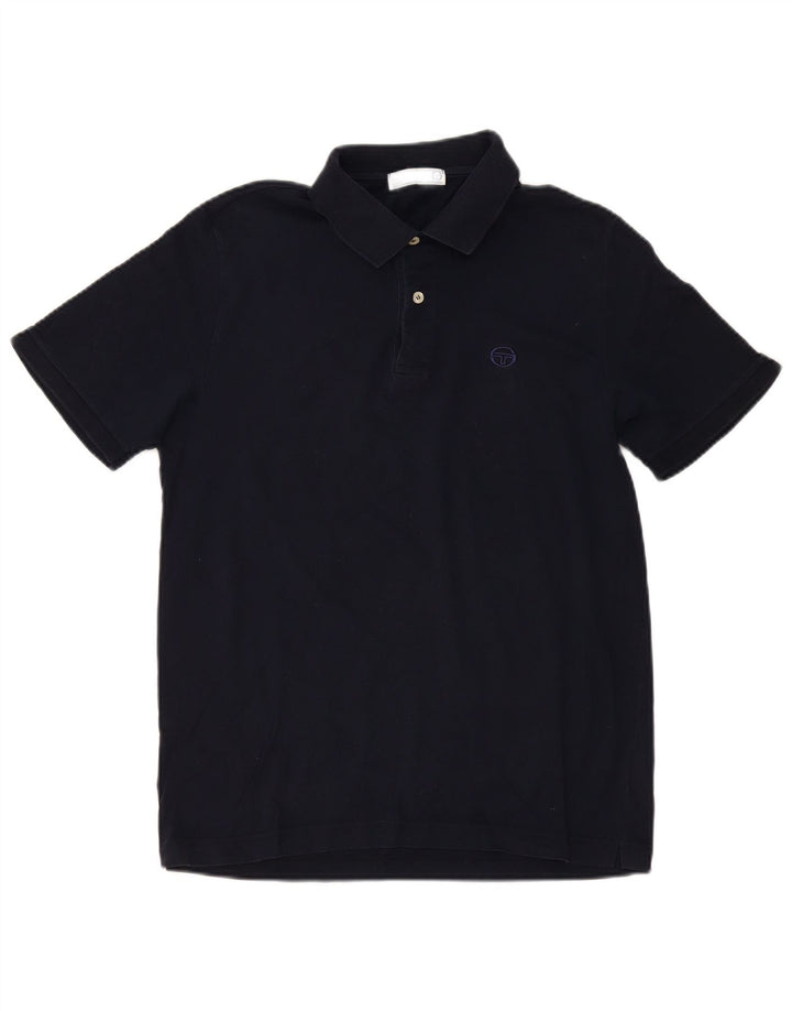 Sergio Tacchini Mens Polo Shirt IT 50 Medium Navy Blue Cotton