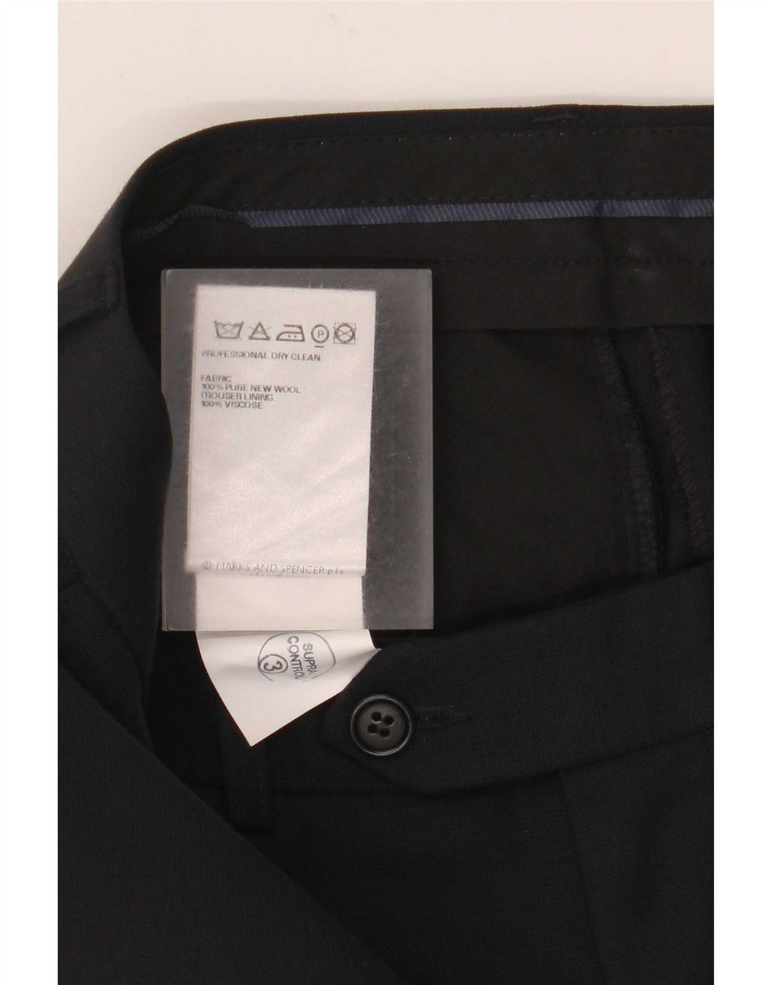 Marks & Spencer Mens Straight Suit Trousers W30 L29 Navy Blue New Wool