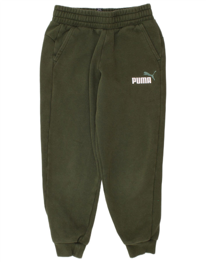 PUMA Boys Tracksuit Trousers Joggers 9-10 Years  Green Cotton