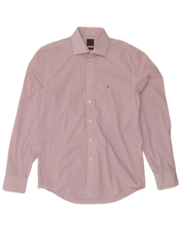 Calvin Klein Mens Slim Fit Shirt Size 38 15 Medium Pink Pinstripe Cotton