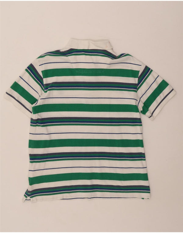 Timberland Mens Regular Fit Polo Shirt Large Green Striped Cotton