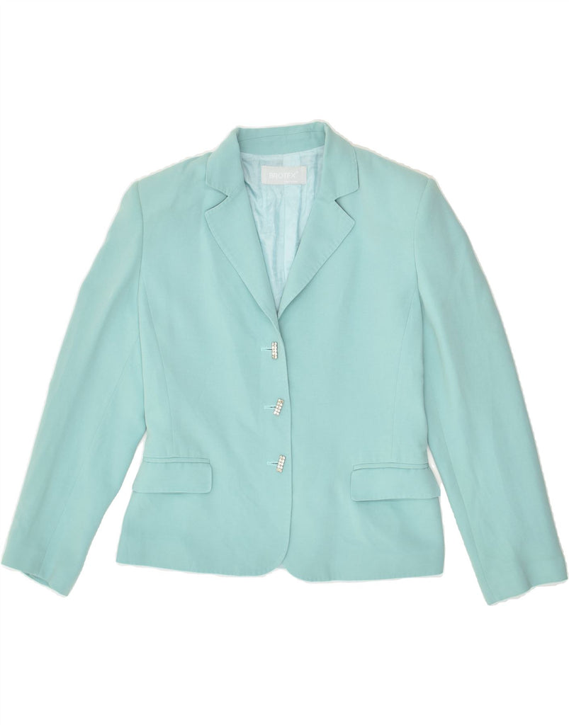 VINTAGE Womens 3 Button Blazer Jacket IT 42 Medium Turquoise Acetate | Vintage Vintage | Thrift | Second-Hand Vintage | Used Clothing | Messina Hembry 