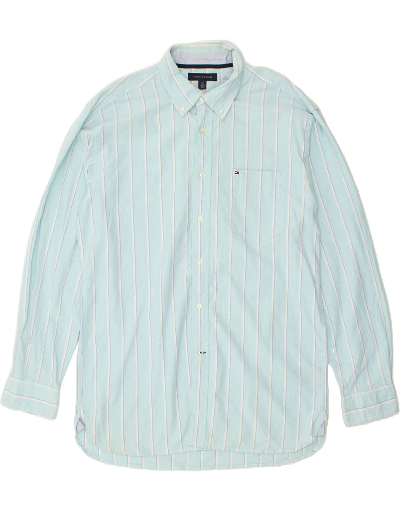 TOMMY HILFIGER Mens Shirt Large Blue Striped Cotton | Vintage Tommy Hilfiger | Thrift | Second-Hand Tommy Hilfiger | Used Clothing | Messina Hembry 