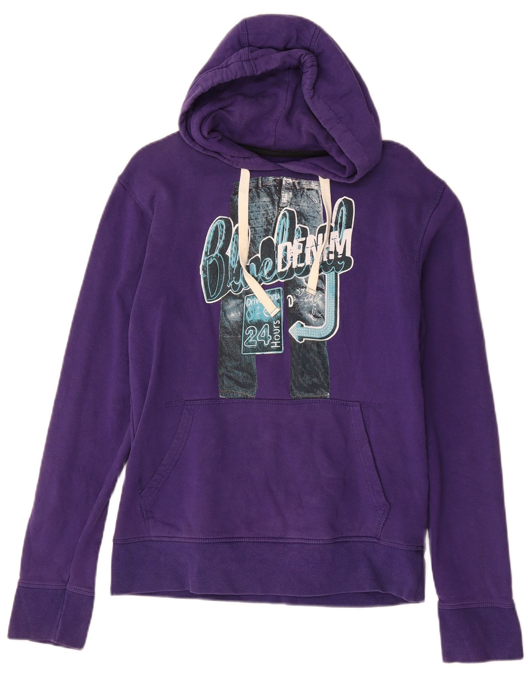 Jack & Jones Mens Graphic Hoodie Jumper Medium Purple Cotton