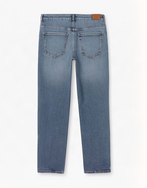 Zara Womens Distressed Straight Jeans EU 44 XL W34 L28 Blue Cotton