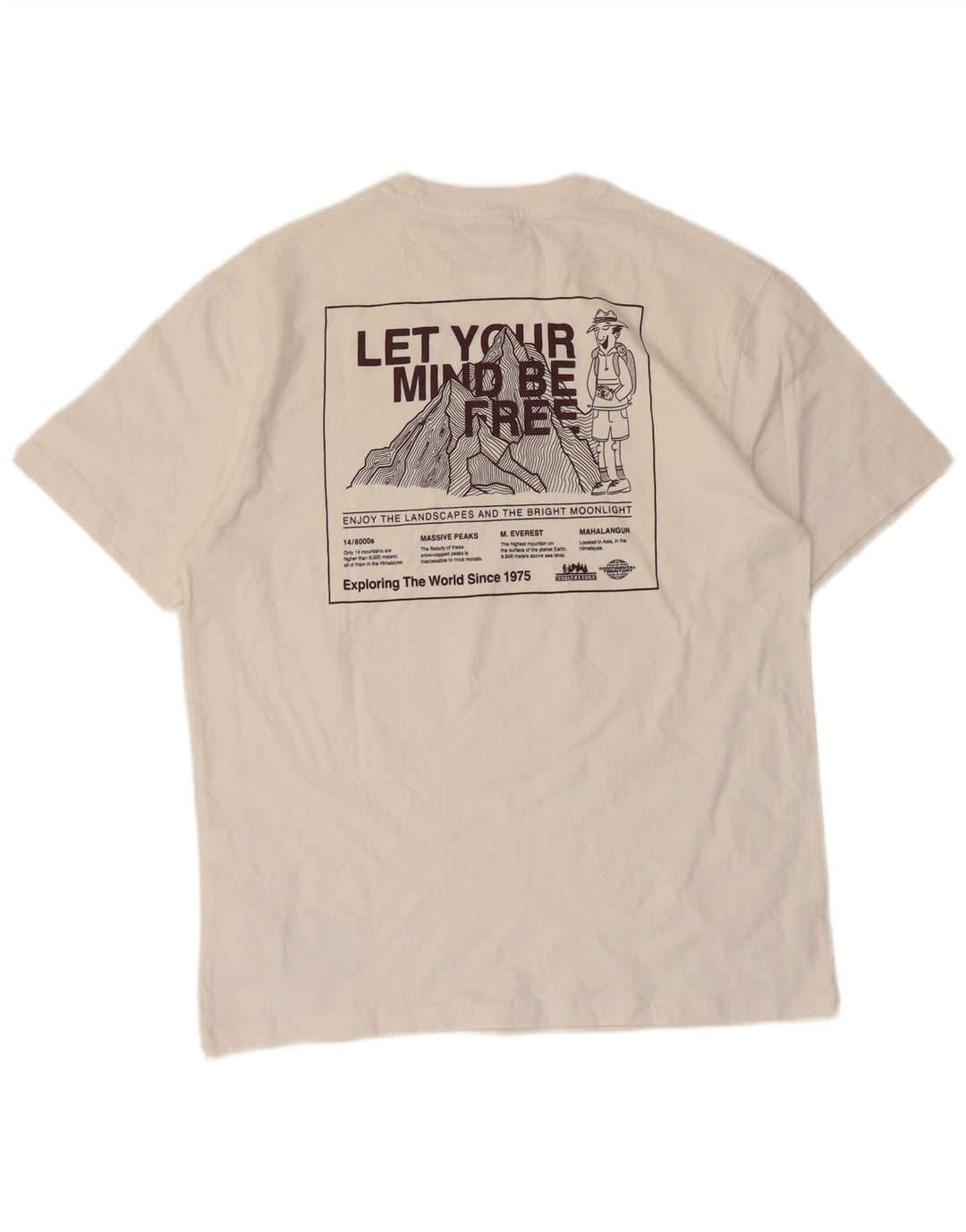 Zara Mens Graphic T-Shirt Top Small White Cotton