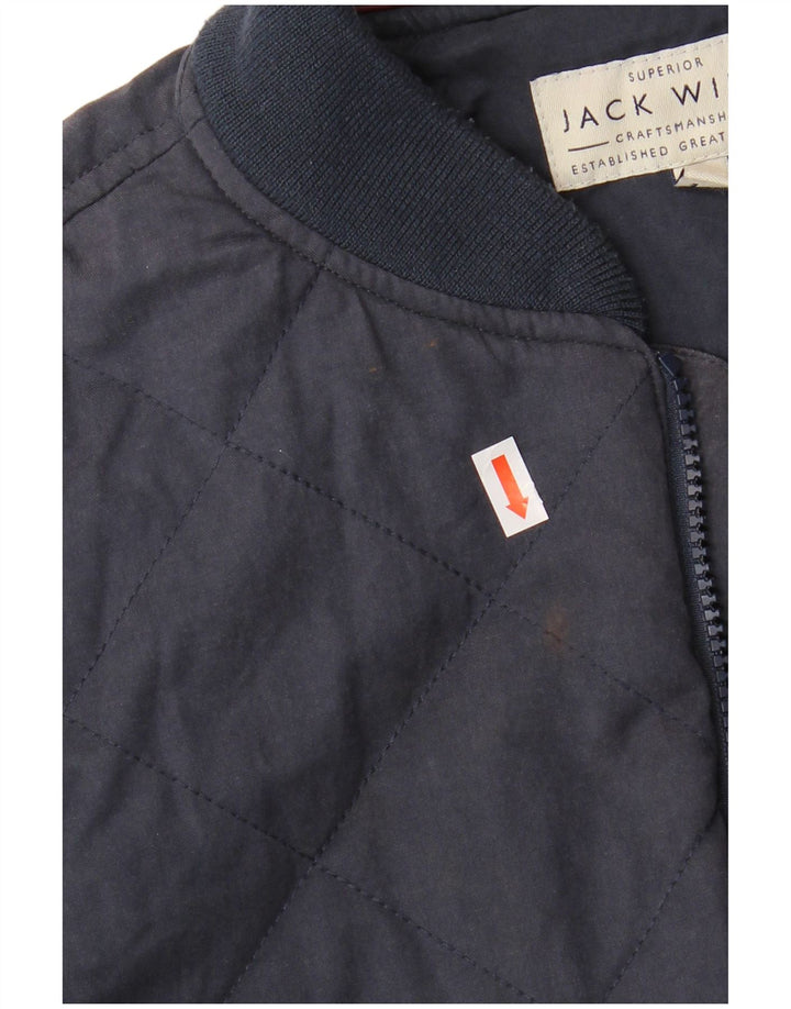 JACK WILLS Mens Bomber Jacket UK 36 Small Navy Blue Cotton