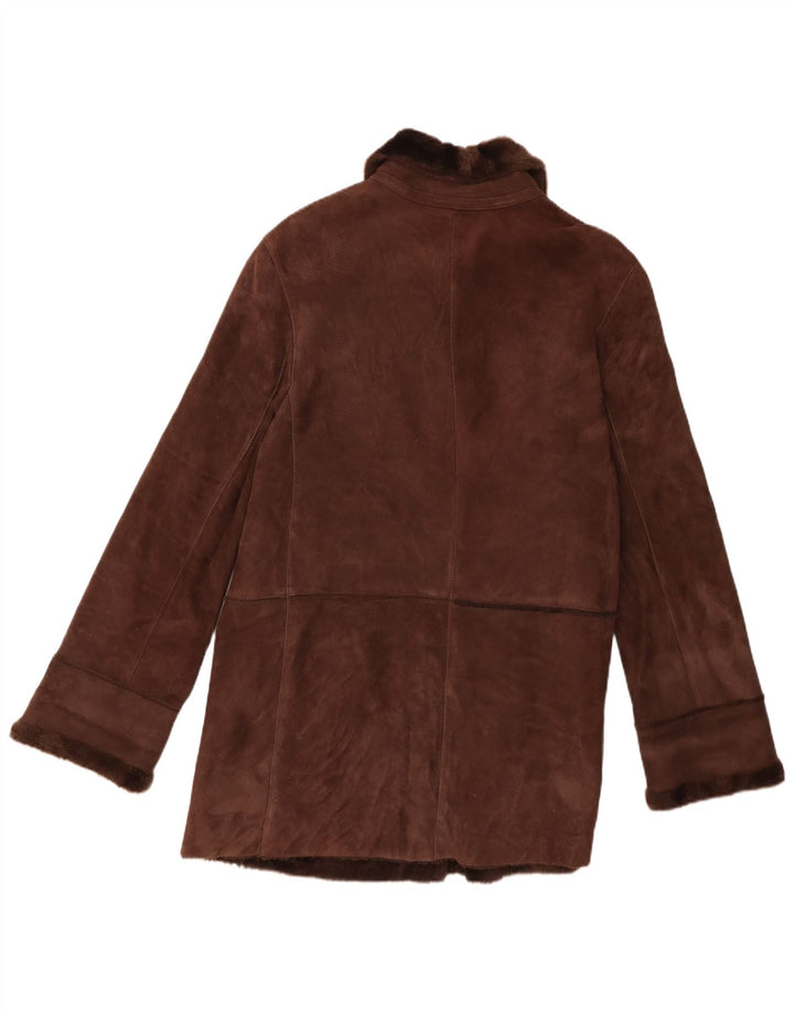 Mabrun Womens Shearling Coat IT 46 Large Brown Shearling