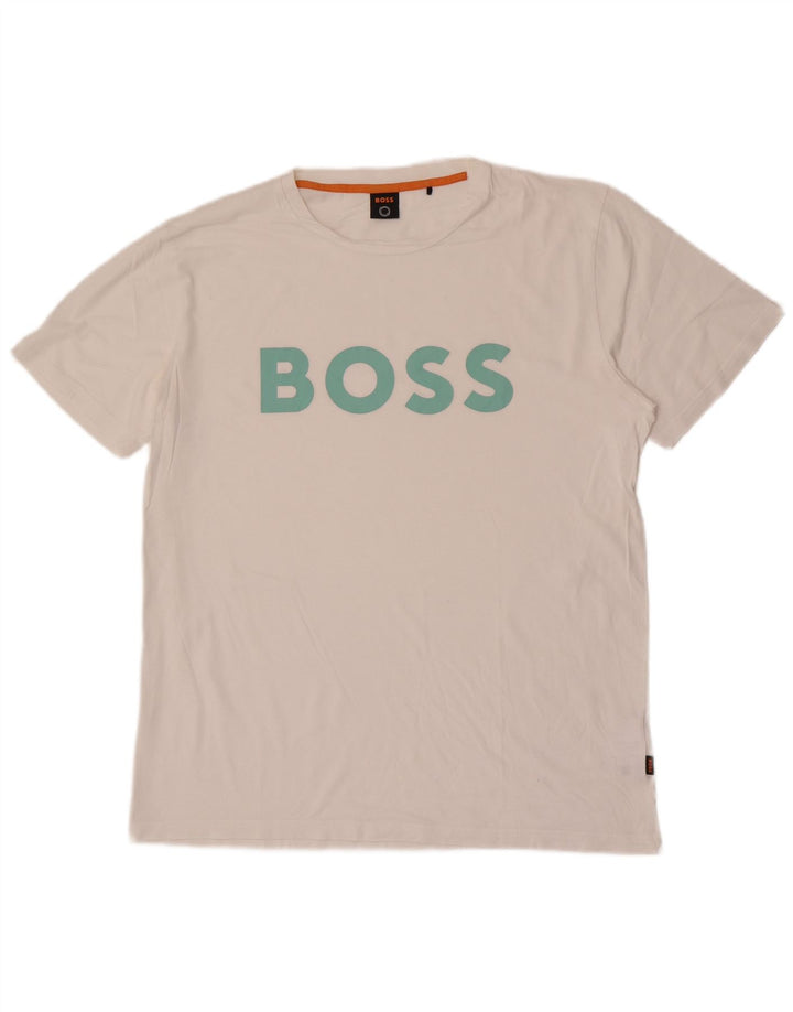 Hugo Boss Mens Graphic T-Shirt Top XL White Cotton