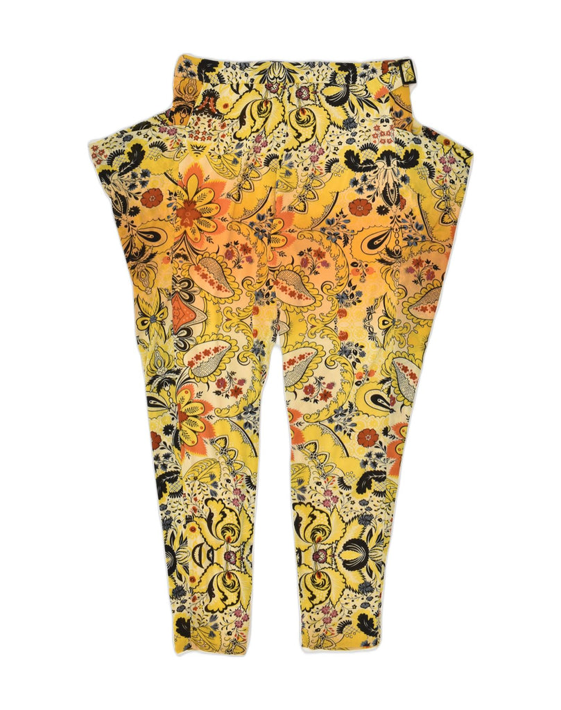 DESIGUAL Womens Tapered Casual Trousers W26 L27 Yellow Floral Polyamide | Vintage Desigual | Thrift | Second-Hand Desigual | Used Clothing | Messina Hembry 