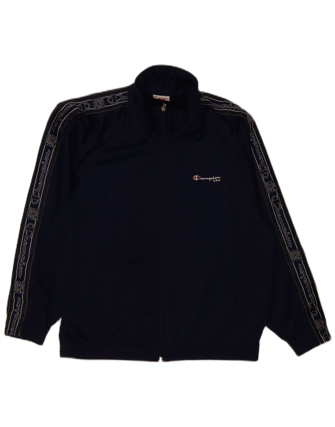 Champion Mens Graphic Loose Fit Tracksuit Top Jacket Small Navy Blue