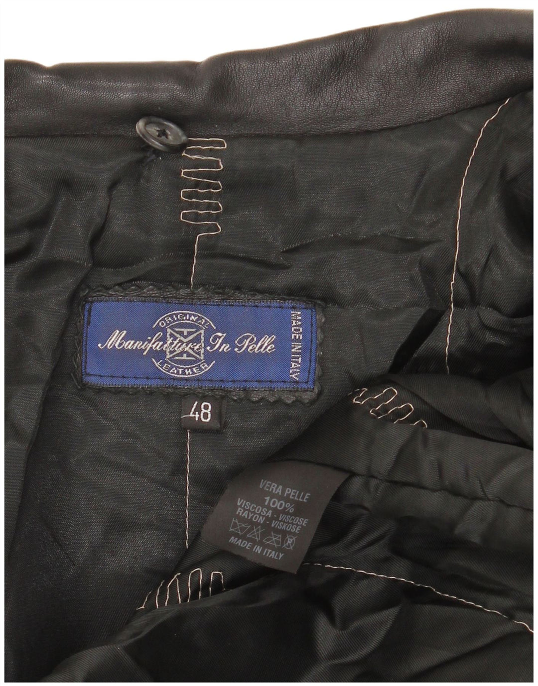 Vintage Womens Oversized Leather Coat IT 48 XL Black Leather