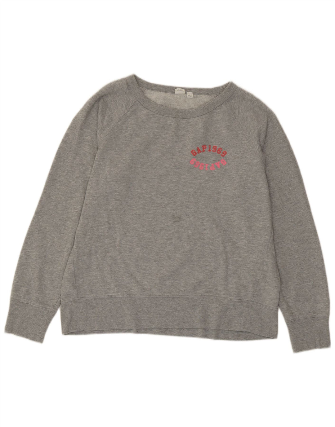 Gap Womens Graphic Sweatshirt Jumper UK 16 Large Grey Flecked Cotton