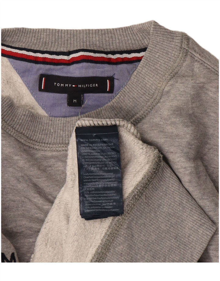 Tommy Hilfiger Mens Graphic Sweatshirt Jumper Medium Grey Flecked Cotton