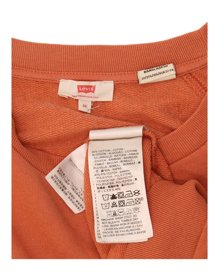 LEVI'S Womens Oversized Graphic Sweatshirt Jumper UK 22 3XL Orange Cotton Vintage Levi's and Second-Hand Levi's from Messina Hembry 