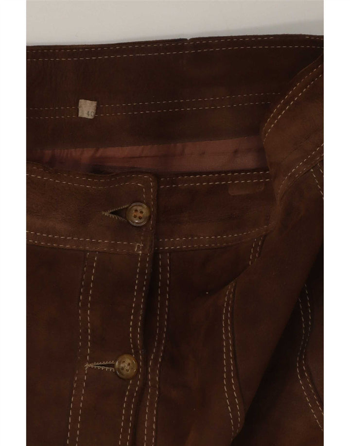 Vintage Womens Suede Skirt EU 40 Medium W30 Brown Leather