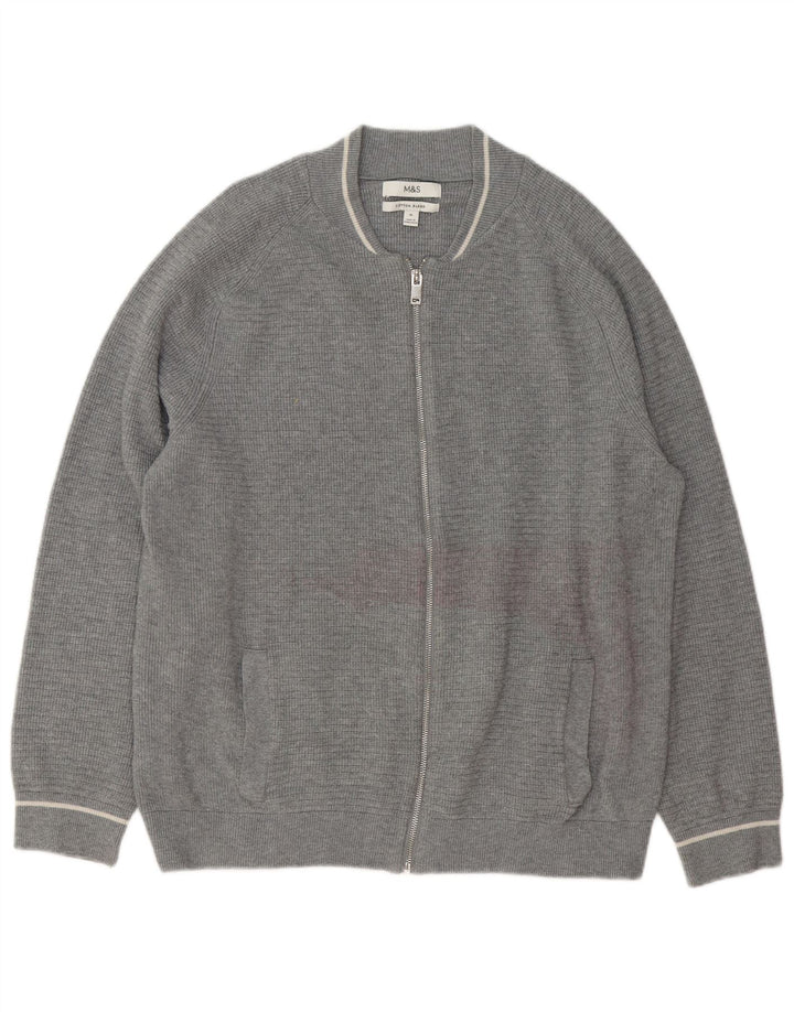 Marks & Spencer Mens Cardigan Sweater XL Grey Cotton