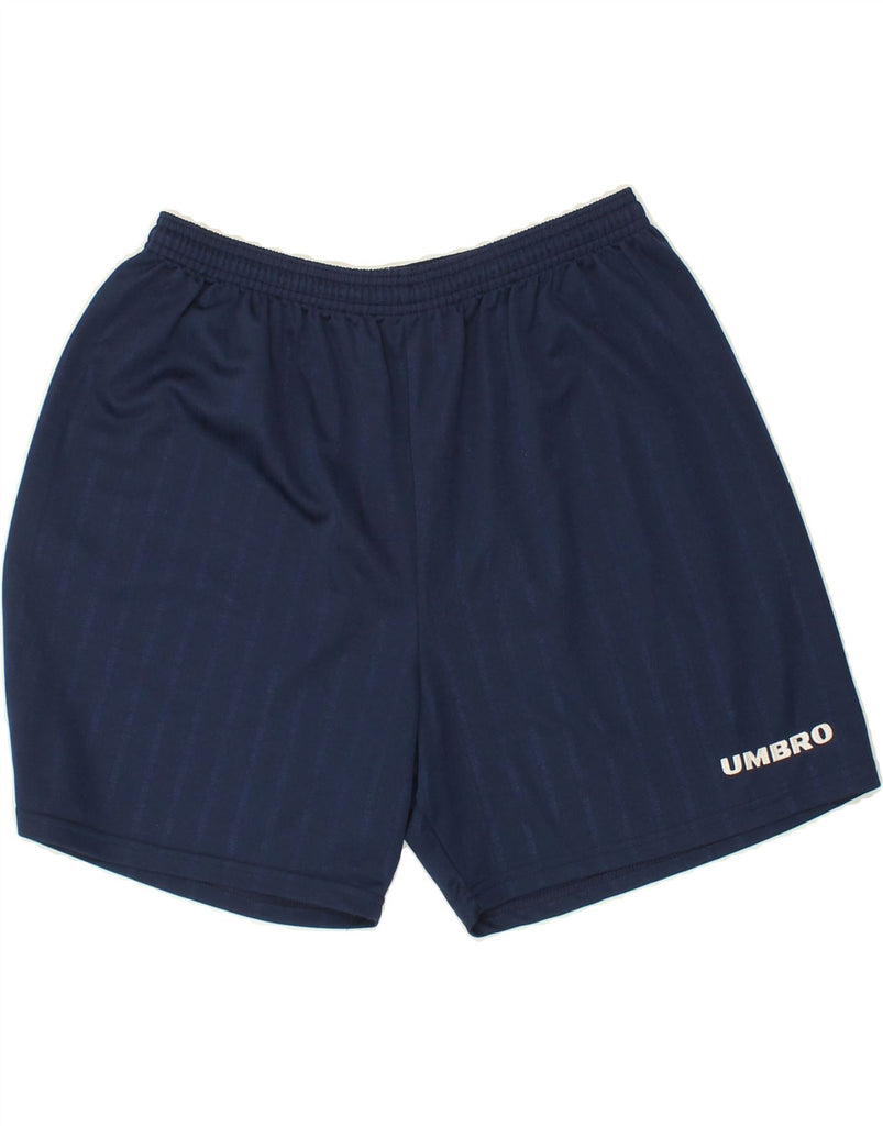 UMBRO Mens Graphic Sport Shorts Large Navy Blue Striped Polyester Vintage Umbro and Second-Hand Umbro from Messina Hembry 