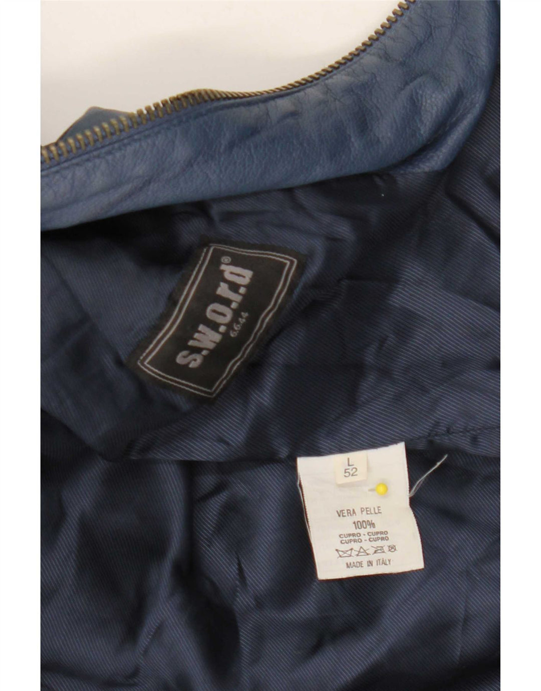 S.W.O.R.D. 6.6.44 Mens Bomber Leather Jacket IT 52 Large Navy Blue