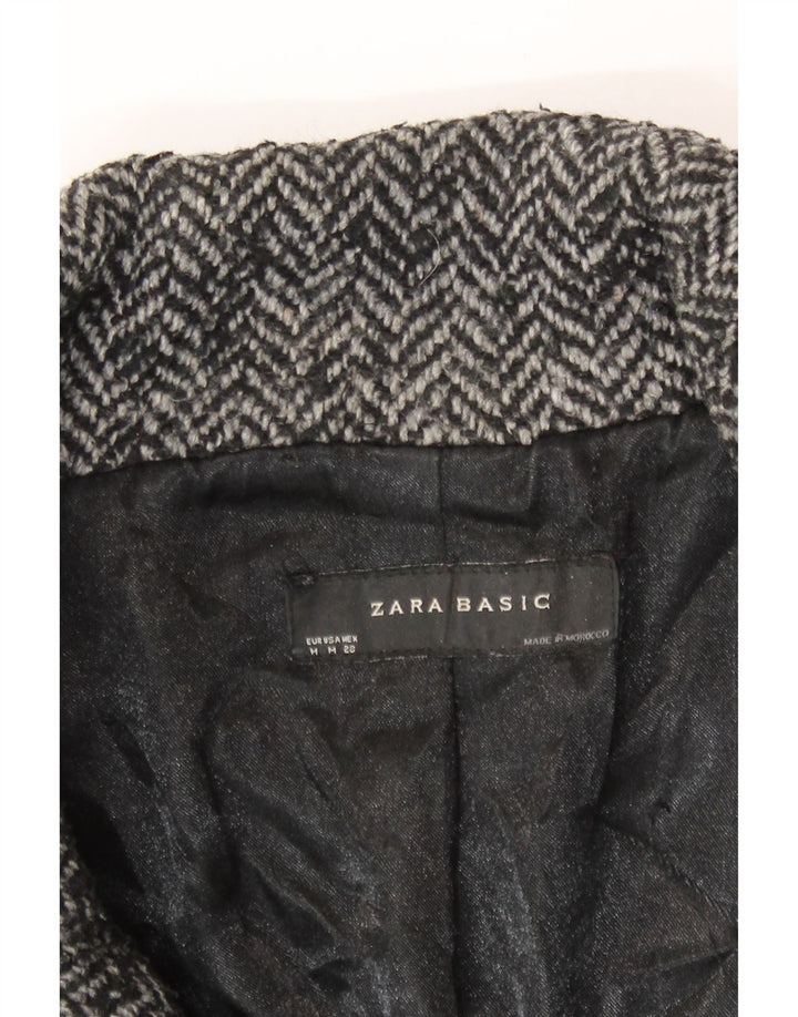 Zara Womens Overcoat UK 14 Medium Grey Herringbone