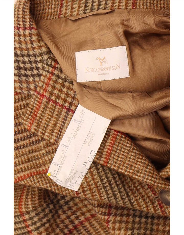 Norton Wilson Womens 3 Button Blazer Jacket IT 44 Medium Brown Plaid