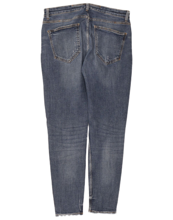 Zara Mens Distressed Slim Jeans EU 46 XL W36 L31 Blue Cotton