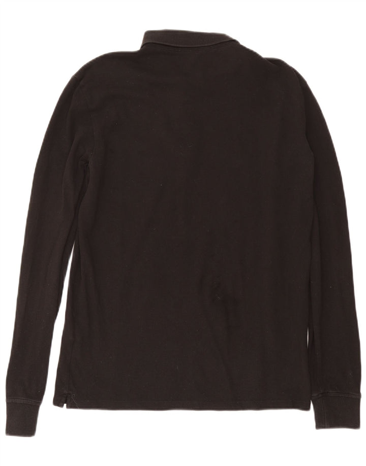 Superdry Mens Long Sleeve Polo Shirt Medium Black Cotton