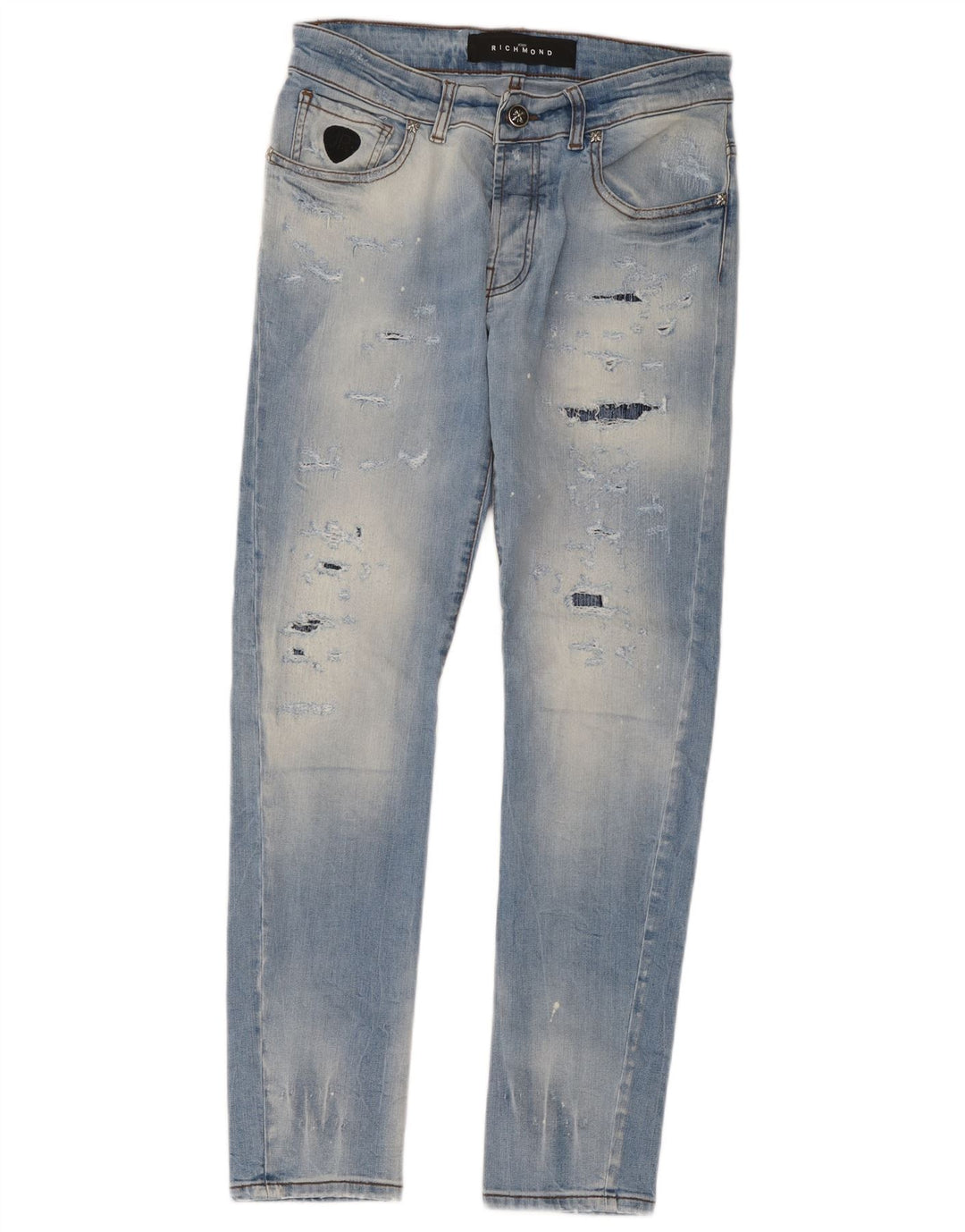 Richmond Mens Distressed Slim Jeans W32 L30 Blue