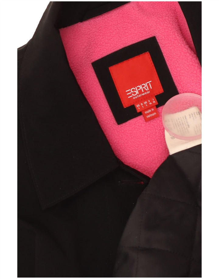 ESPRIT Womens Oversized Overcoat UK 16 Large Black Polyester