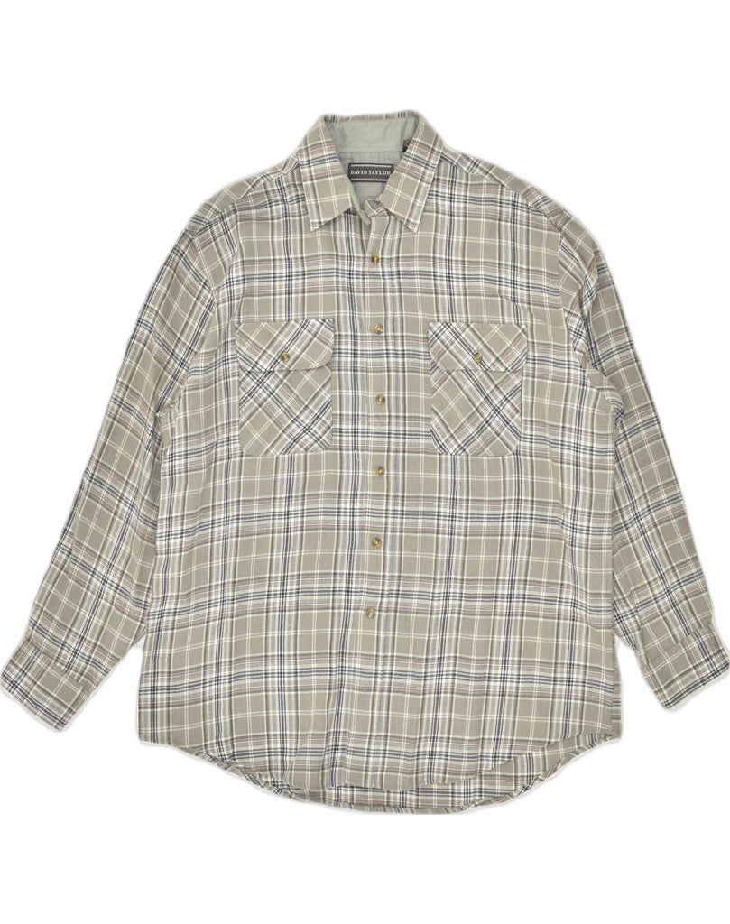 VINTAGE Mens Shirt Large Grey Check Acrylic | Vintage Vintage | Thrift | Second-Hand Vintage | Used Clothing | Messina Hembry 