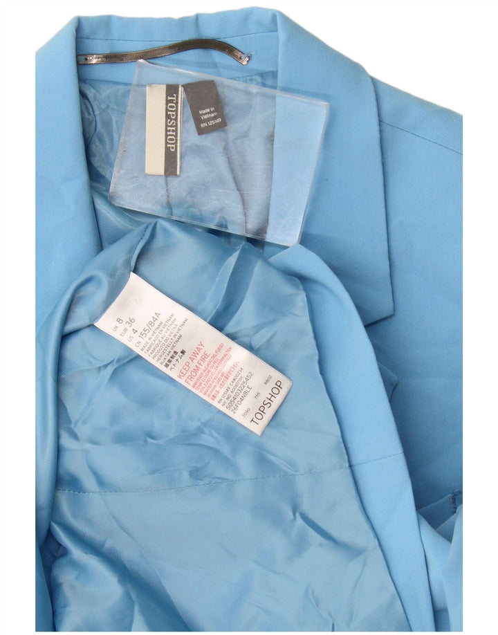 Topshop Womens Double Breasted Blazer Jacket UK 8 Small Blue Polyester