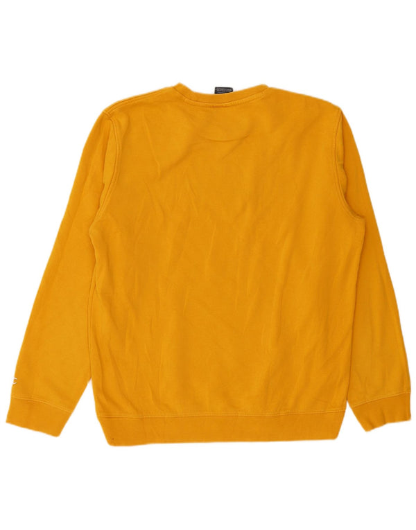 Champion Mens Graphic Sweatshirt Jumper Large Yellow Cotton