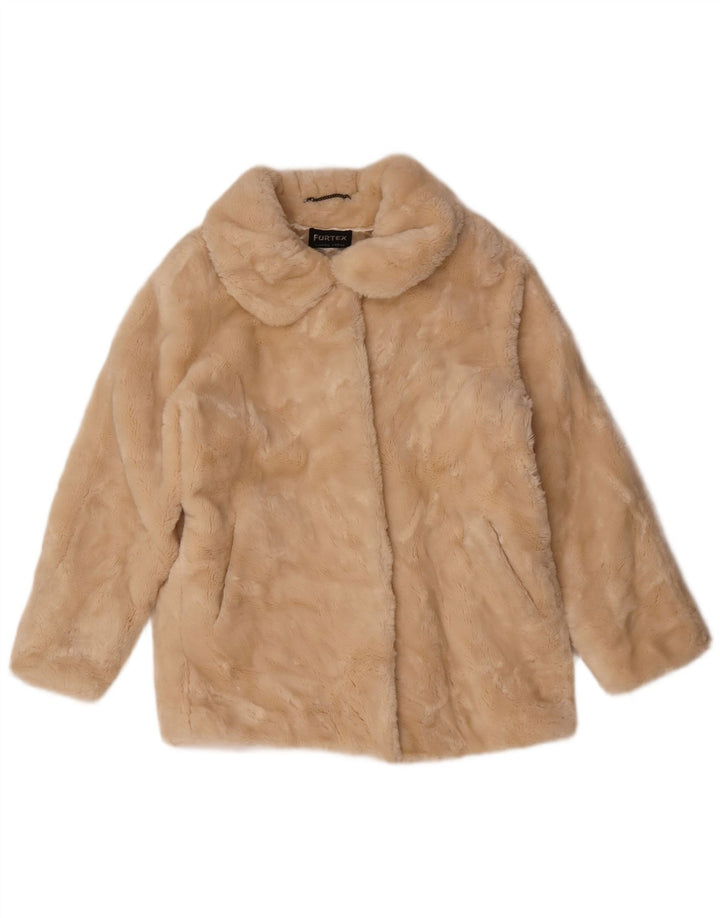 Vintage Womens Fur Jacket UK 16 Large Beige